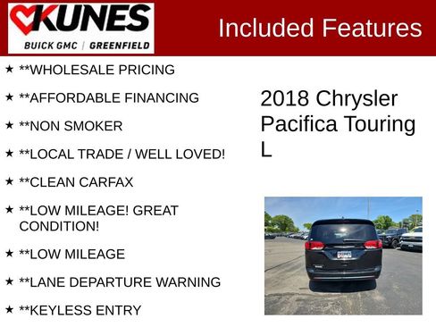 Used 2018 Chrysler Pacifica Touring-L w/ Advanced Safetytec Group FWD image 3