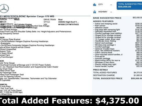 Used 2021 Mercedes-Benz Sprinter 3500 w/ Swivel Seat Package image 3