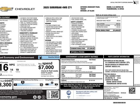 Used 2025 Chevrolet Suburban Z71 AWD/4WD image 4