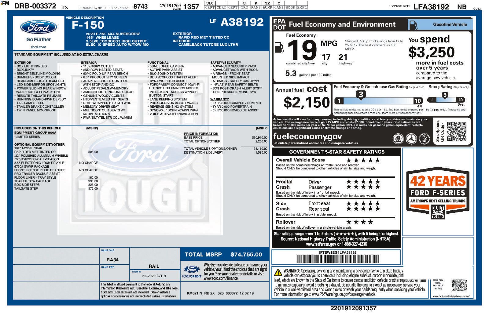 Used 2020 Ford F150 Limited w/ Trailer Tow Package AWD/4WD image 15