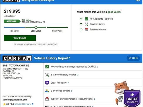 Used 2021 Toyota C-HR LE image 2