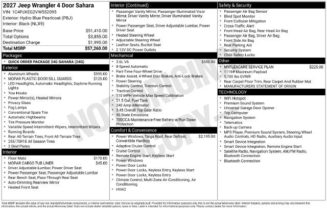 New 2027 Jeep Wrangler Unlimited Sahara AWD/4WD image 8