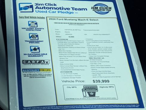 Certified 2024 Ford Mustang Mach-E Select w/ Comfort Package Lite AWD/4WD image 14