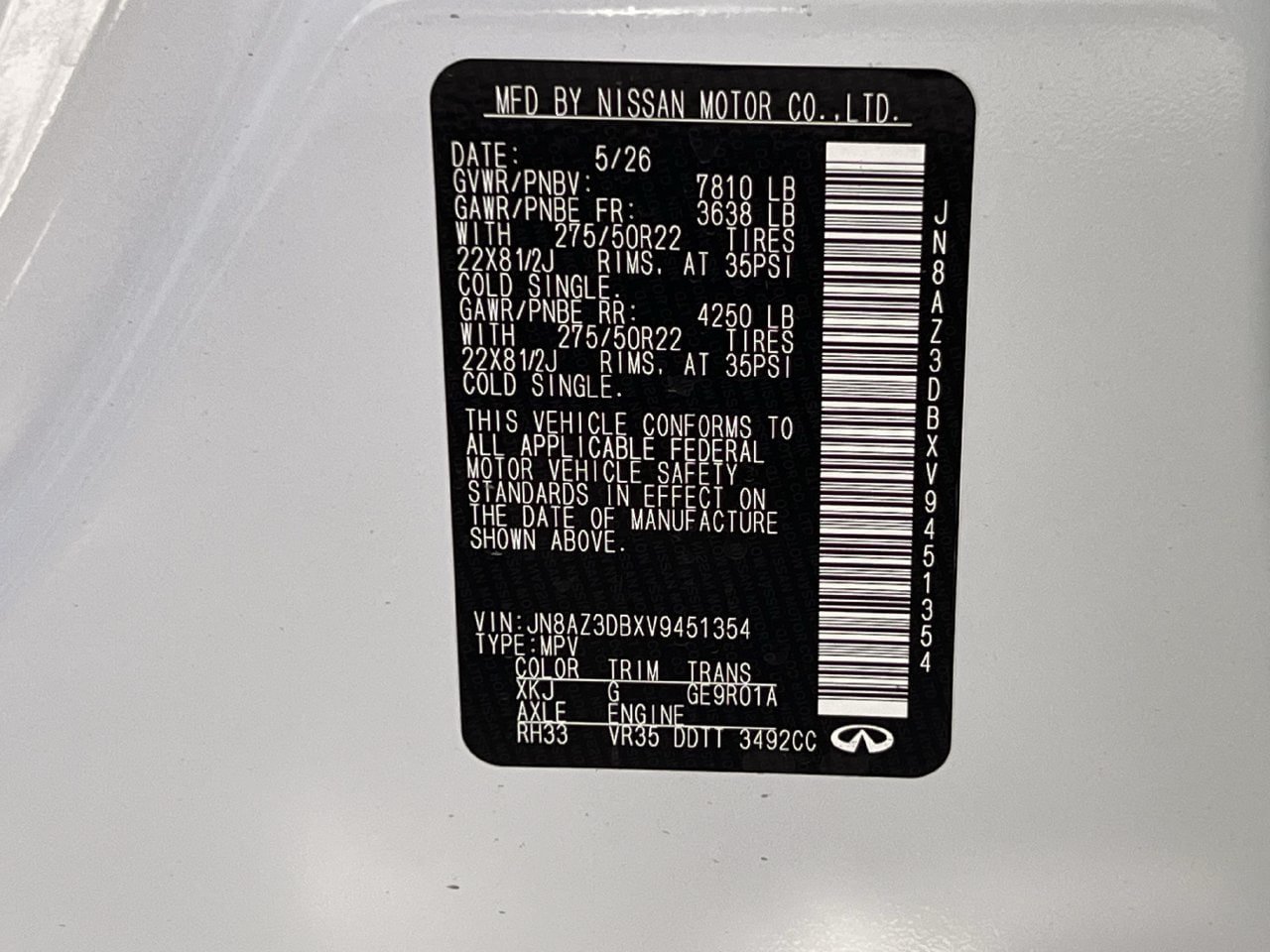 New 2027 INFINITI QX80 Sensory AWD/4WD image 29