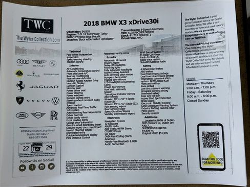 Used 2018 BMW X3 xDrive30i w/ Premium Package AWD/4WD image 48