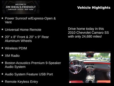 Used 2010 Chevrolet Camaro SS w/ Interior Accent Trim Package RWD image 5