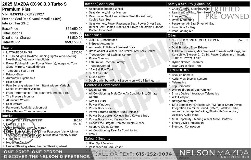 Certified 2025 MAZDA CX-90 3.3 Turbo S w/ Premium Plus AWD/4WD image 2
