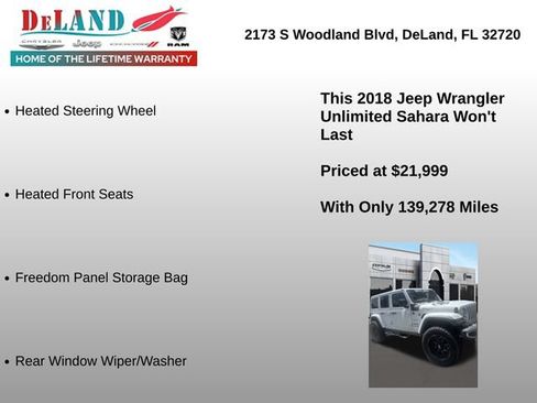 Used 2018 Jeep Wrangler Unlimited Sahara w/ Cold Weather Group AWD/4WD image 3