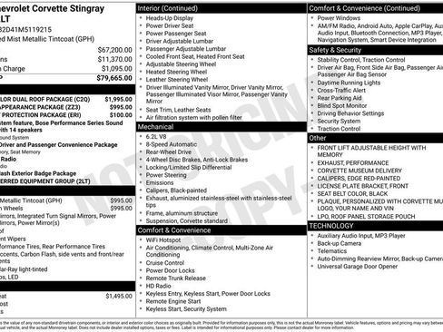 Used 2021 Chevrolet Corvette Stingray Preferred Cpe w/ Body-Color Dual Roof Package image 31