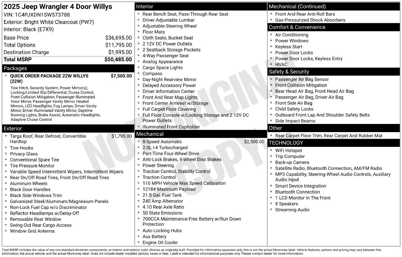 Used 2025 Jeep Wrangler Unlimited Sport AWD/4WD image 39