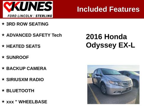 Used 2016 Honda Odyssey EX-L image 2