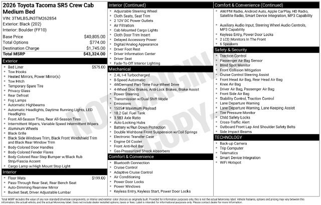 Used 2026 Toyota Tacoma SR5 AWD/4WD image 8