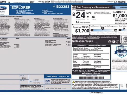 Used 2020 Ford Explorer Limited w/ Class III Trailer Tow Package RWD image 23