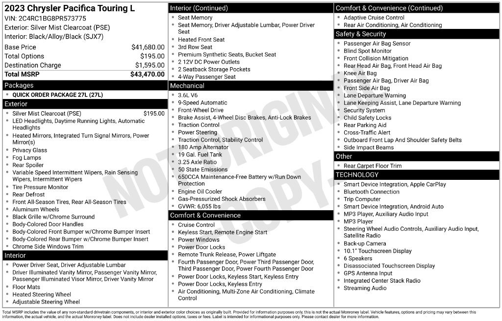 Used 2023 Chrysler Pacifica Touring-L FWD image 57