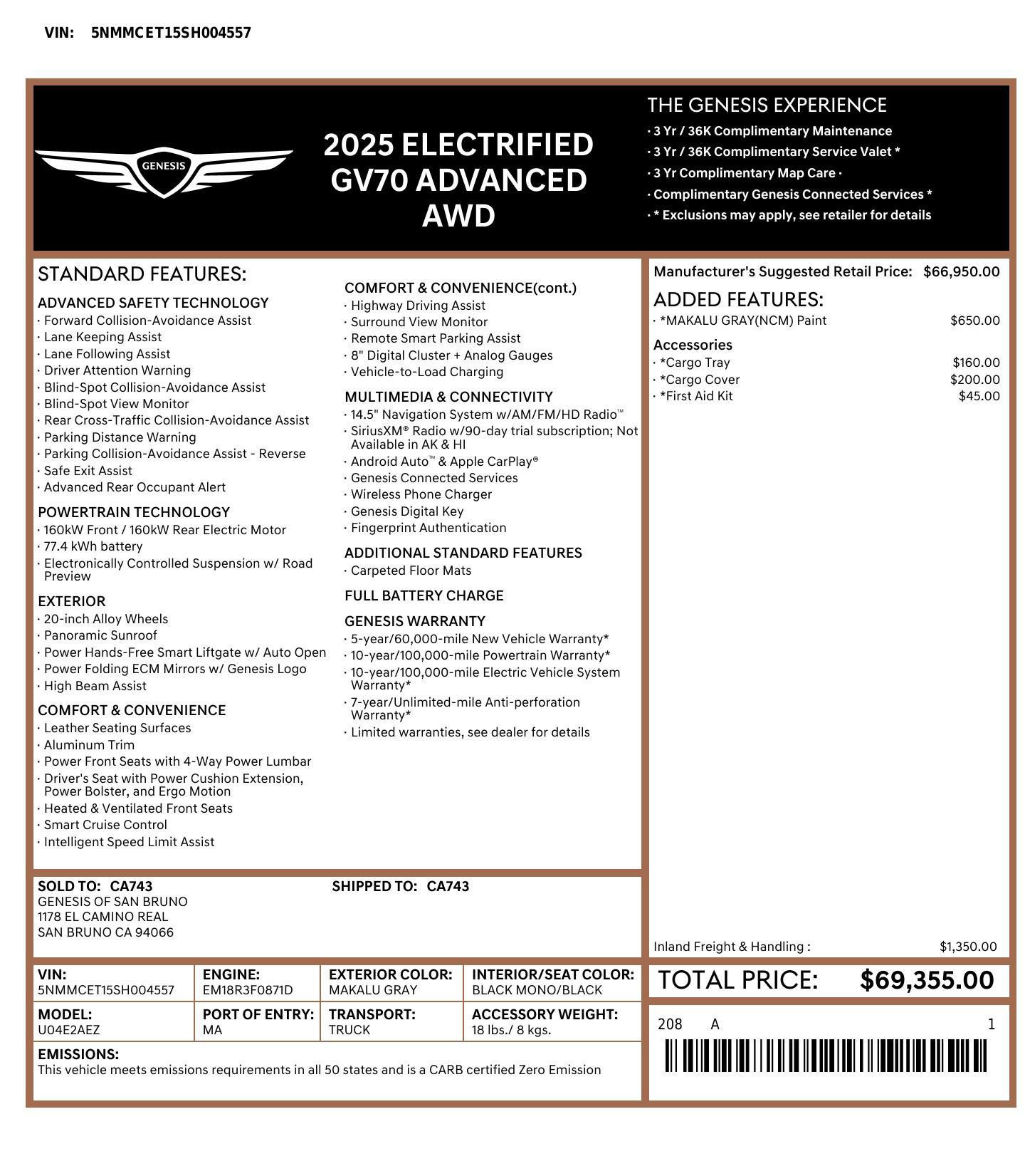Used 2025 Genesis Electrified GV70 AWD/4WD image 2