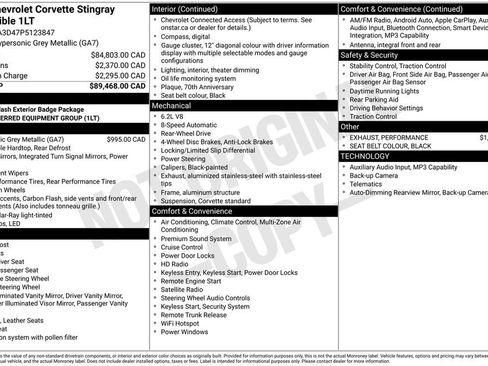 Used 2023 Chevrolet Corvette Stingray Convertible w/ 1LT RWD image 1