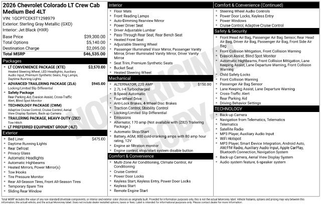 New 2026 Chevrolet Colorado LT w/ LT Convenience Package AWD/4WD image 32