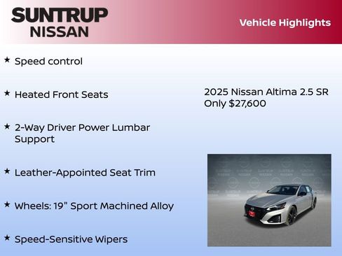 New 2025 Nissan Altima 2.5 SR w/ SR Premium Package image 33