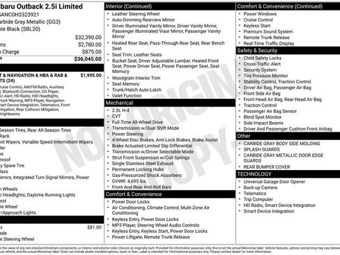 Used 2017 Subaru Outback 2.5i Limited image 7