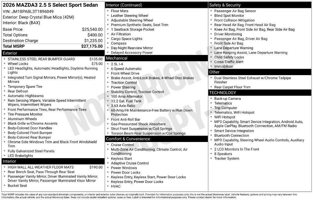 New 2026 MAZDA MAZDA3 s Sport FWD image 35