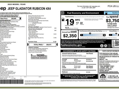 Used 2023 Jeep Gladiator Rubicon w/ Trailer Tow Package AWD/4WD image 2
