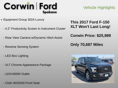 Used 2017 Ford F150 XLT w/ Equipment Group 302A Luxury AWD/4WD image 12