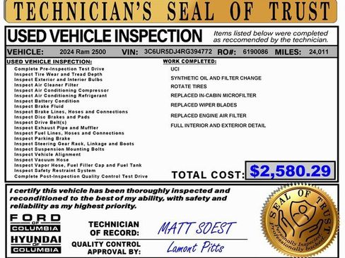 Used 2024 RAM 2500 Big Horn w/ Bed Utility Group image 2