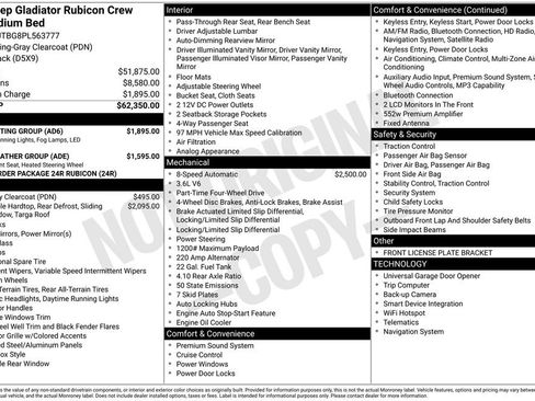 Certified 2023 Jeep Gladiator Rubicon w/ LED Lighting Group image 38
