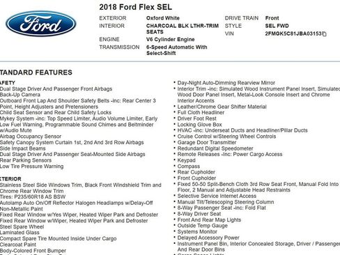 Used 2018 Ford Flex SEL w/ Equipment Group 202A FWD image 17