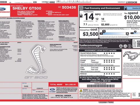 Used 2020 Ford Mustang Shelby GT500 w/ Technology Package image 26