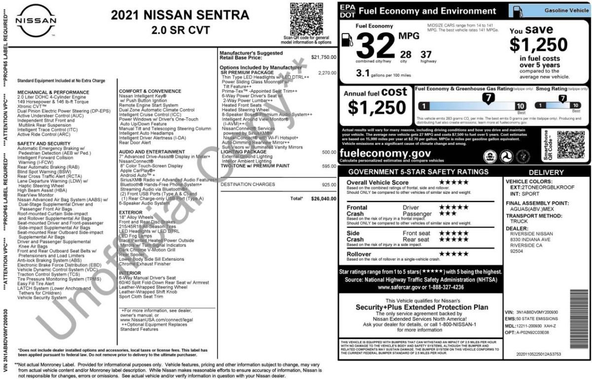 Used 2021 Nissan Sentra SR w/ SR Premium Package FWD image 15