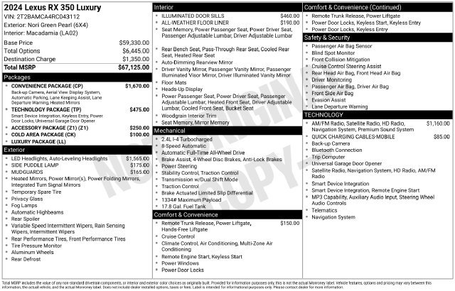 Used 2024 Lexus RX 350 AWD w/ Convenience Package image 10