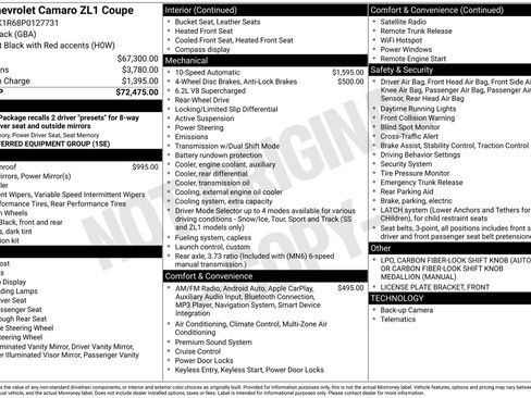 Used 2023 Chevrolet Camaro ZL1 image 3