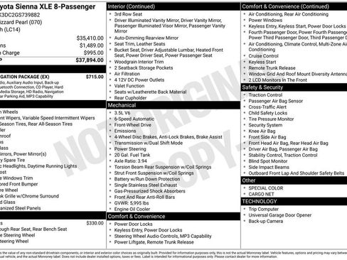 Used 2016 Toyota Sienna XLE w/ XLE Navigation Package FWD image 2