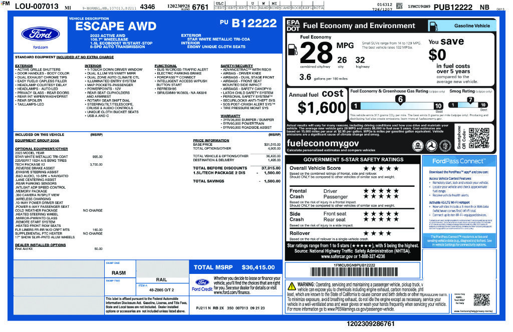 Used 2023 Ford Escape Active w/ Tech Pack #2 AWD/4WD image 42