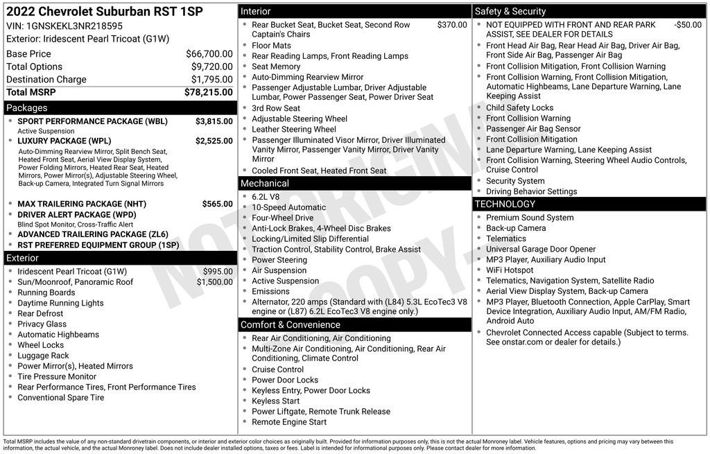 Used 2022 Chevrolet Suburban RST w/ Sport Performance Package AWD/4WD image 4
