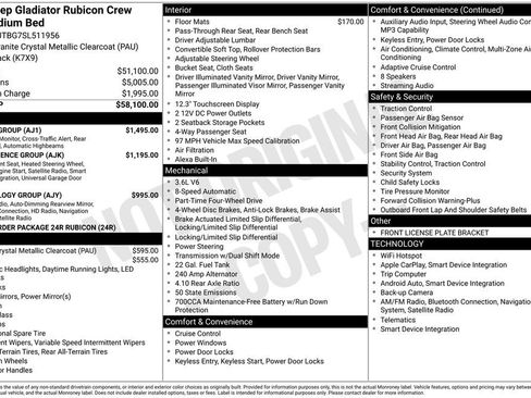 Used 2025 Jeep Gladiator Rubicon w/ Safety Group AWD/4WD image 43
