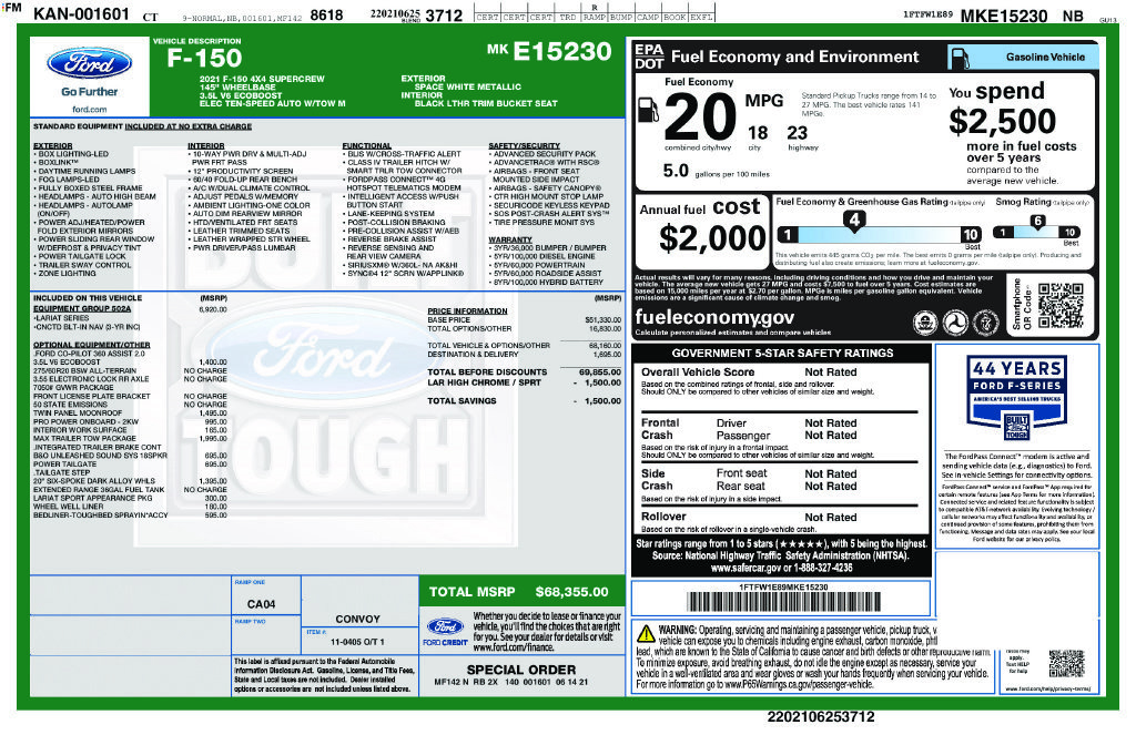 Used 2021 Ford F150 Lariat w/ Equipment Group 502A High AWD/4WD image 2