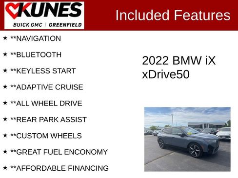 Used 2022 BMW iX xDrive50 w/ Premium Package AWD/4WD image 3