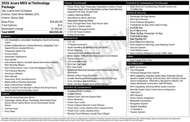 Certified 2026 Acura MDX w/ Technology Package AWD/4WD image 26