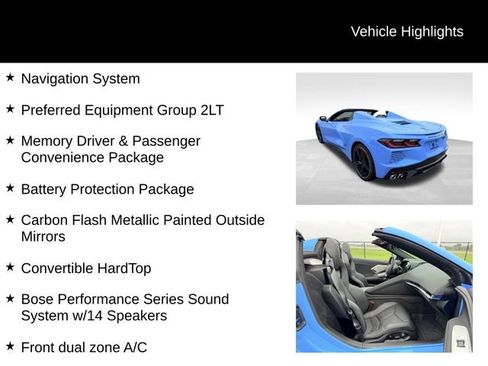 Used 2023 Chevrolet Corvette Stingray Preferred Conv w/ Battery Protection Package RWD image 13