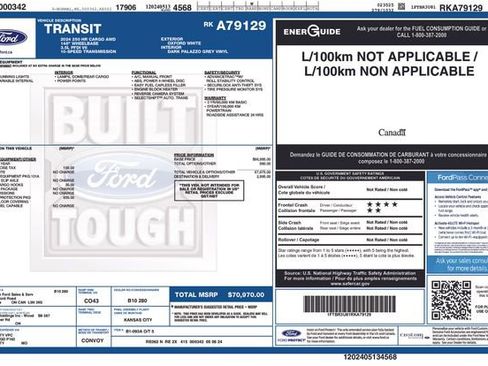 Used 2024 Ford Transit 250 148 High Roof Extended AWD w/ Load Area Protection Package image 7