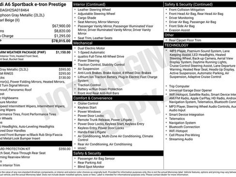 Used 2025 Audi A6 e-tron Prestige w/ Beige Warm Weather Package AWD/4WD image 2