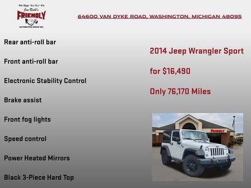 Used 2014 Jeep Wrangler Sport w/ Quick Order Package 24S AWD/4WD image 25