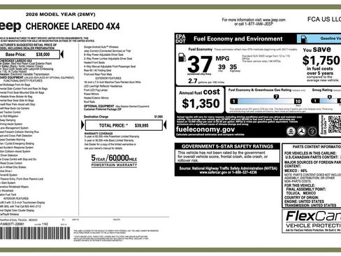 New 2026 Jeep Cherokee Laredo AWD/4WD image 2
