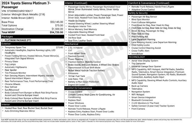 Used 2024 Toyota Sienna Platinum FWD image 15