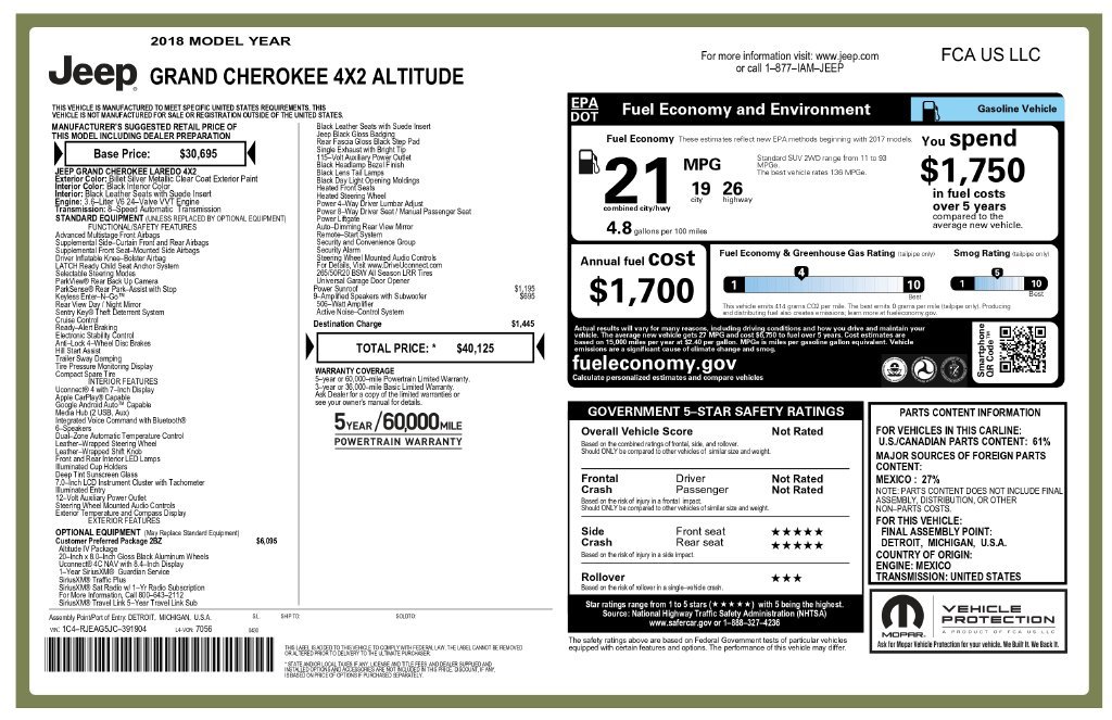 Used 2018 Jeep Grand Cherokee Altitude RWD image 3
