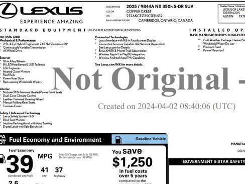Used 2025 Lexus NX 350h AWD w/ Cold Area Package image 29