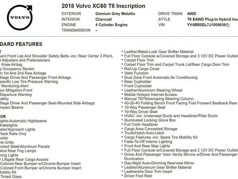 Used 2018 Volvo XC60 T8 Inscription w/ Advanced Package image 17
