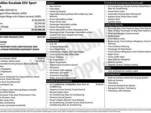 Used 2025 Cadillac Escalade ESV Sport Platinum w/ LPO, Floor Liner Package AWD/4WD image 7